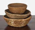 Three Pennsylvania rye straw baskets 19th c