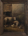 Oil on canvas barn scene