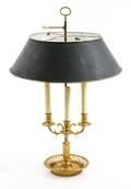 19th C French Style Brass Bouillotte 3 Light Lamp