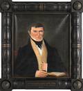 American oil on canvas folk portrait of a gentleman 19th c