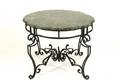 Round Green Marble Top  Iron Table 20th C