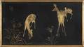 French lacquer and gilt panel depicting deer in a landscape
