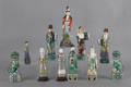Eleven Chinese pottery and porcelain figures