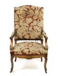 French Provincial Walnut  Needlepoint Fauteuil