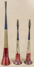 Three patriotic painted tin horns