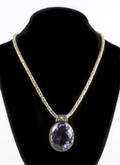 Sterling Silver  Faceted Purple Glass Necklace