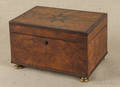 Burl veneer dresser box with a star inlaid lid