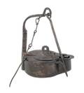 Pennsylvania wrought iron fat lamp dated