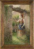 Italian watercolor of a peasant woman