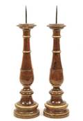 Pair of 19th C French Walnut  Gilt Candlesticks