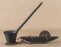 Cast iron mortar with a wood and marble pestle