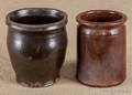 Two Pennsylvania redware crocks 19th c