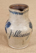 Pennsylvania stoneware presentation pitcher 19th c