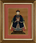 Chinese oil on paper ancestral portrait