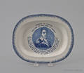 Blue feather edge small platter with transfer decoration of General Lafayette 19th c