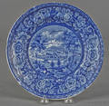Historical blue Staffordshire Hobart Town plate 19th c