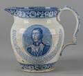Historical blue Staffordshire General Lafayette pitcher 19th c