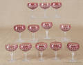 Set of twelve Baccarat ruby cut to clear glasses
