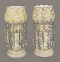 Pair of milk glass lustres