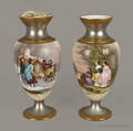 Pair of Continental painted porcelain vases