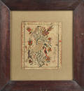 Pennsylvania watercolor and ink fraktur drawing of birds early 19th c