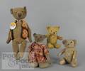 Four mohair teddy bears
