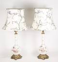 Pair of Porcelain Lamps w Floral Motif