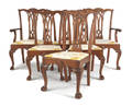 Set of six Chippendale style mahogany dining chairs