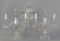 Pair of colorless glass candelabra