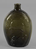 Keene New Hampshire WashingtonJackson olive amber GI 31 portrait flask ca 1840