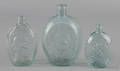 Three aqua glass flasks 19th c