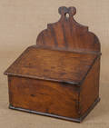 Mahogany hanging salt box early 19th c