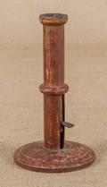 Turned and painted wood hogscraper pushup candlestick 19th c