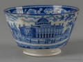Historical blue Staffordshire Boston State House waste bowl 19th c