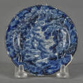 Historical blue Staffordshire Franklins Tomb cup plate 19th c