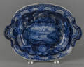 Historical blue Staffordshire America and Independence vegetable dish 19th c