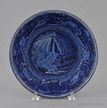 Historical blue Staffordshire Table Rock Niagara serving bowl 19th c