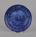 Historical blue Staffordshire La Grange East View plate 19th c