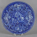 Historical blue Staffordshire Peace and Plenty plate 19th c