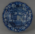 Historical blue Staffordshire Lawrence Mansion wash bowl 19th c