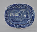 Historical blue Staffordshire Woodland near Philadelphia small platter 19th c