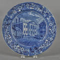 Historical blue Staffordshire Bank of the United States Philadelphia plate 19th c