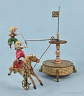 French clockwork circus acrobats on horseback