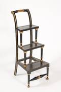 Regency Style Black  Gilt Accented Library Steps