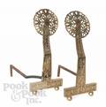 Pair of brass sunburst andirons
