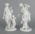 Pair of Meissen blanc de chine figures of maidens with cupid 19th c