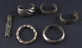 Group of Navajo and Mexican silver cuffs and bracelets