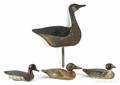 Three carved and painted duck decoys mid 20th c