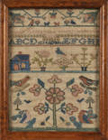 Pair of silk on linen samplers dated
