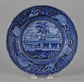 Historical blue Staffordshire Baltimore and Ohio railroad plate 19th c